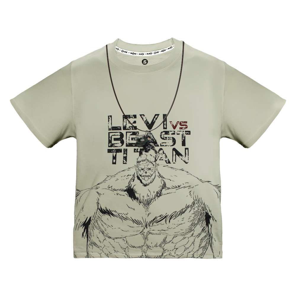 《進擊的巨人》趣味t恤里維＋獸之巨人 壓縮