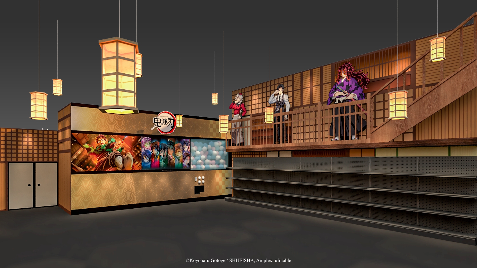 06 商售區以無限城為設計概念，還有無慘、黑死牟、童磨在高處觀察著一切